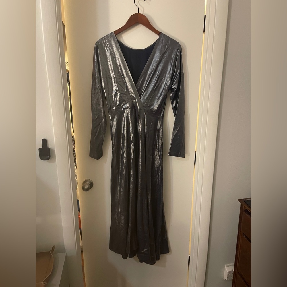 Shimmering Long Sleeve Metallic Dress